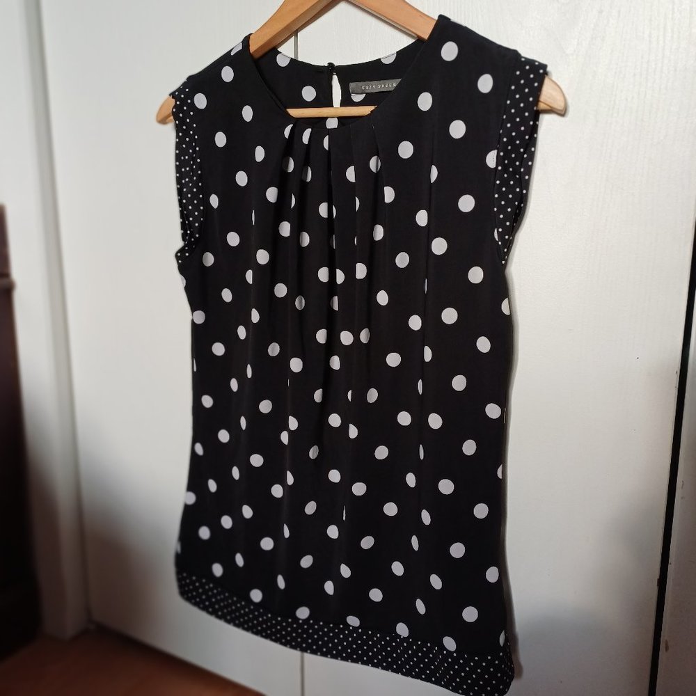 Polka Dots Suzy Shier M Top Blouse